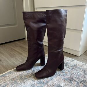 Zara Women's Heeled Boots - Deep Burgundy